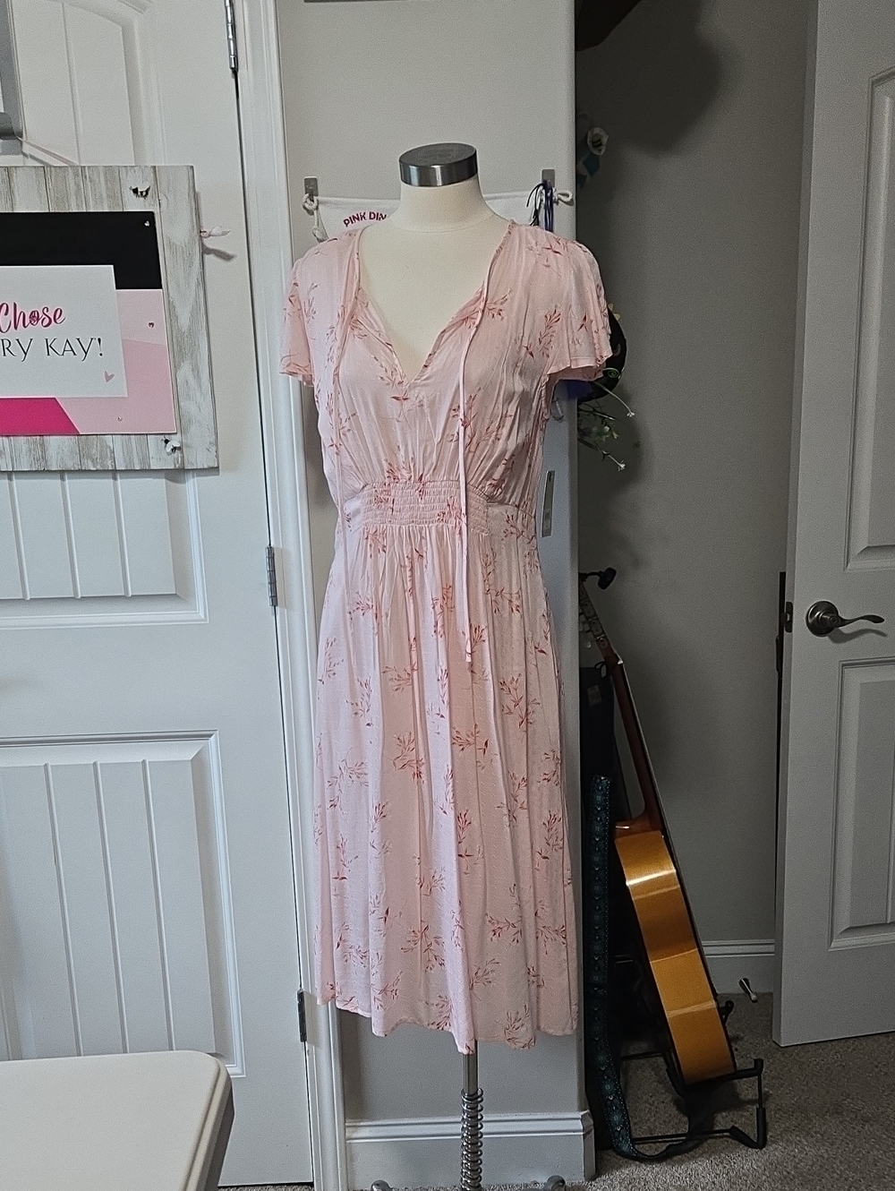 Lucky Brand Light Pink Floral Midi Dress